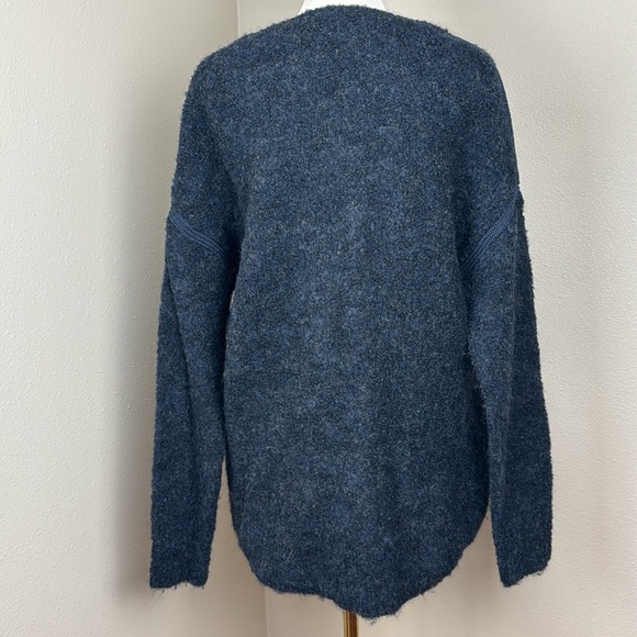 Poetry Alpaca Blend Heathered Navy Blue Bouclé Sweater, Size 6 - Picture 9 of 11